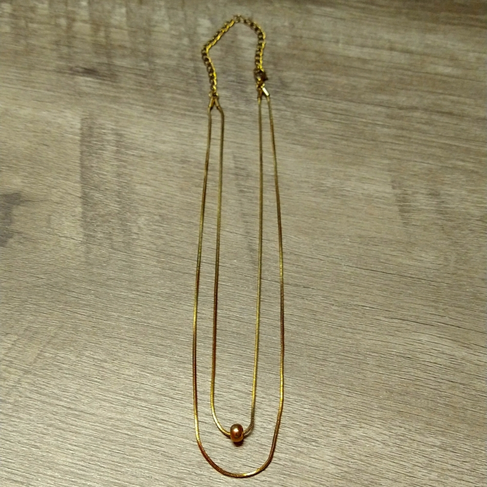 Ladies 2 layer Goldtone Chain and ball